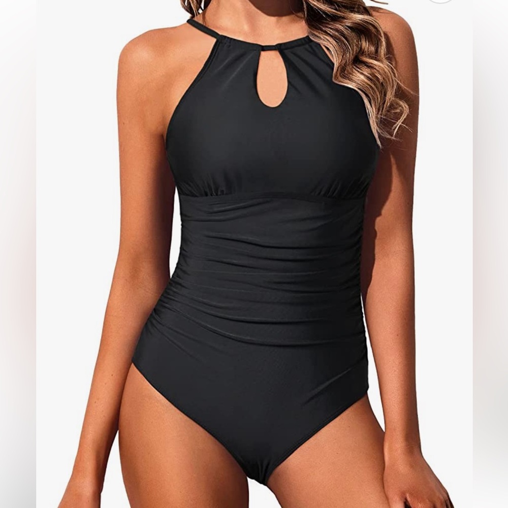 HOLIPICK Women’s Black One Piece Tummy Control Swimsuit NWT Size XL